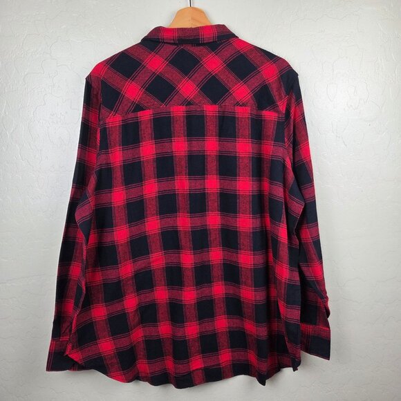 Woolrich Plaid Flannel Shirt Red/Black Women XXL Brushed Cotton High-Low Hem NEW - Picture 8 of 11